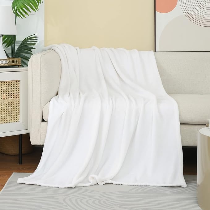 JIAHANNHA Fleece Blanket White Throw Blankets by JIAHANNHA