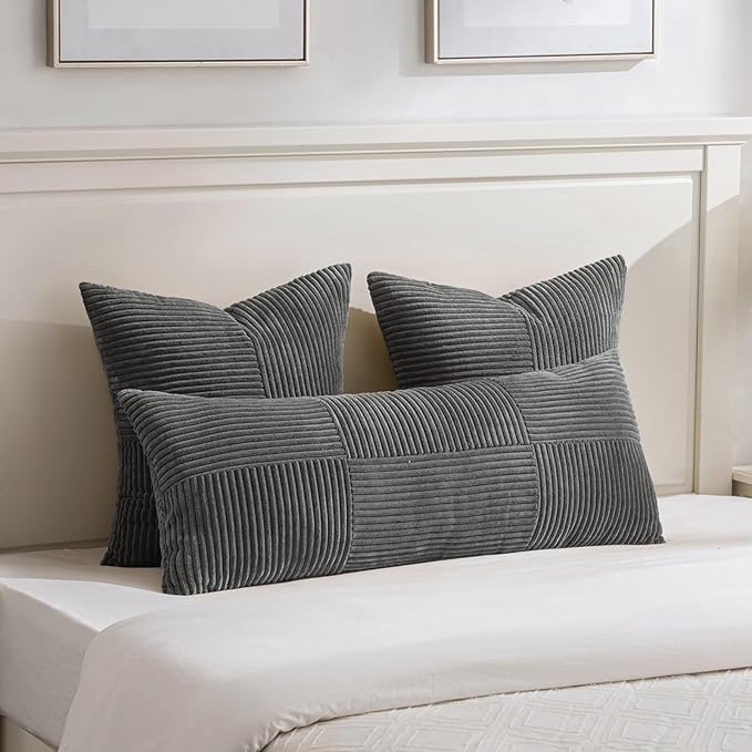 Fancy Homi 2 Packs Dark Gray Euro Decorative Throw Pillow Covers 28x28 Inch - Image 5