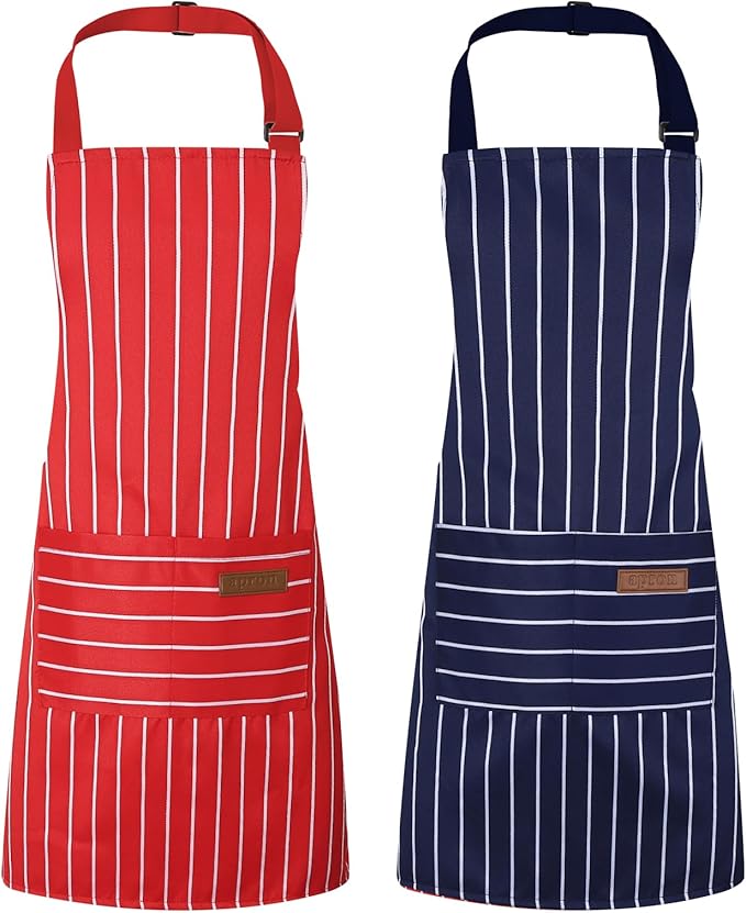 2 Pack Stripes Kids Apron, Kids Cooking Aprons by XLSXEXCL