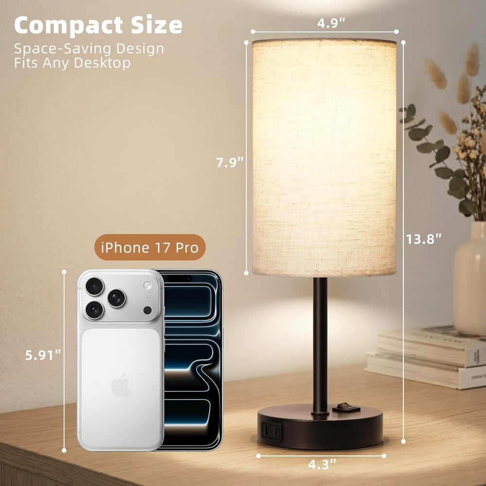 ZJOJO Table Lamp Set of 2, 13.8" Bedside Small Lamp for Bedroom Nightstand