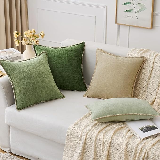MIULEE Pack of 2 Christmas Pillow Covers 26x26 Inch Moss Green Farmhouse - Image 5