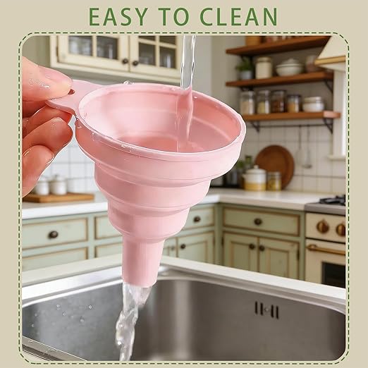Douji 6PCS Silicone Collapsible Kitchen Funnel Set, Food Grade Silicone Funnels - Image 4