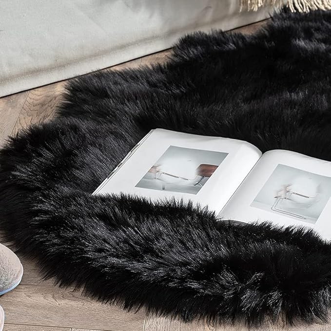 ORINOVA Black Shag Faux Fur 4x6 Area Rugs - Image 7