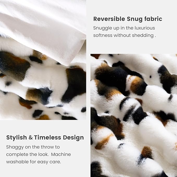 Cozy Bliss Cow Print Faux Fur Throw Blanket - Image 6