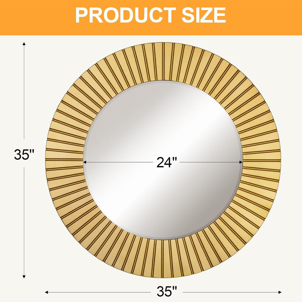 Chende Round Gold Mirror, 36'' Large Decorative Mirror for Wall with ...