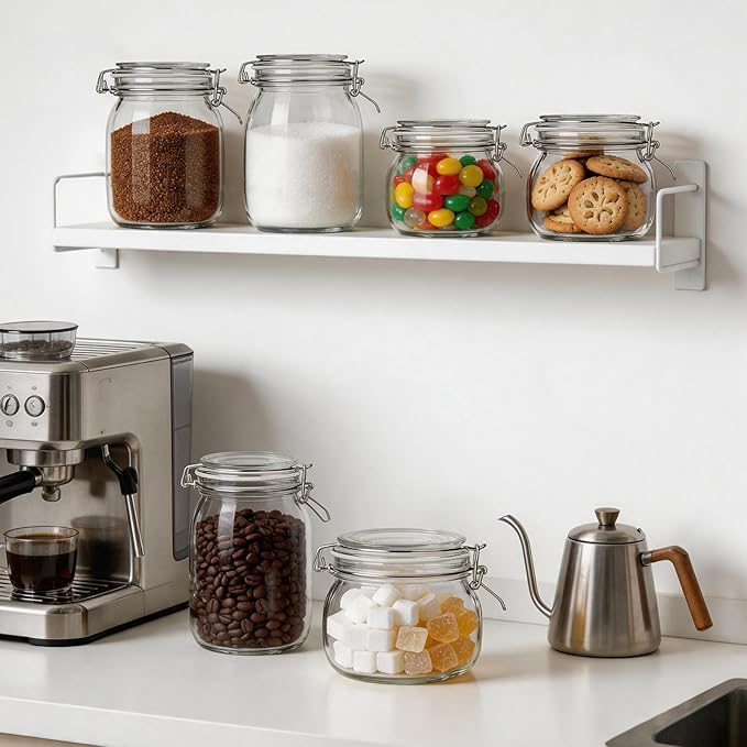 Glass Storage Jars with Airtight Lids Set of 6, Flour Sugar Coffee Beans Cereal - Image 7
