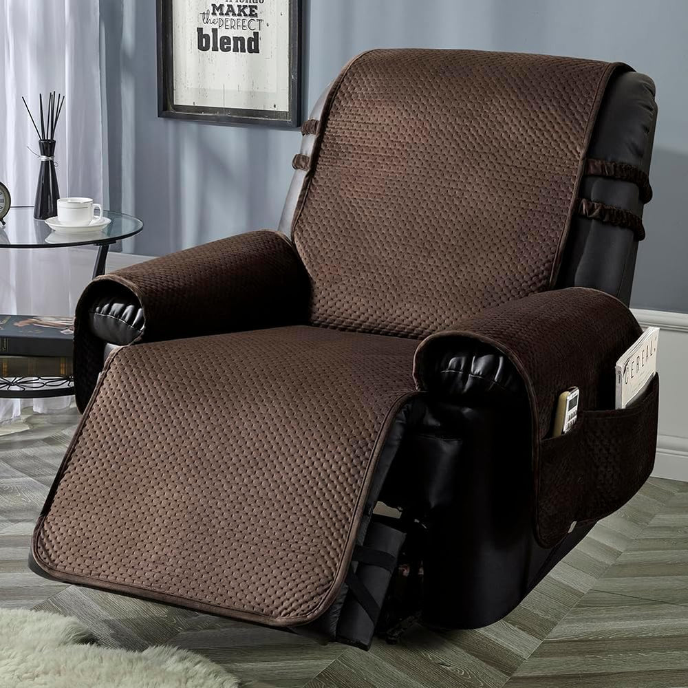 STONECREST Recliner Chair Cover, Water Resistant Velvet Quilted Slipcover, St...