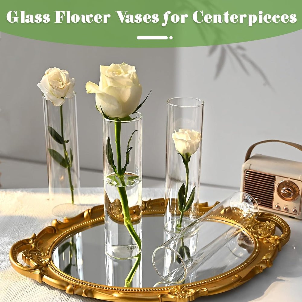 20 Pcs Glass Cylinder Bud Vases for Centerpieces 7.15 Inch Tall