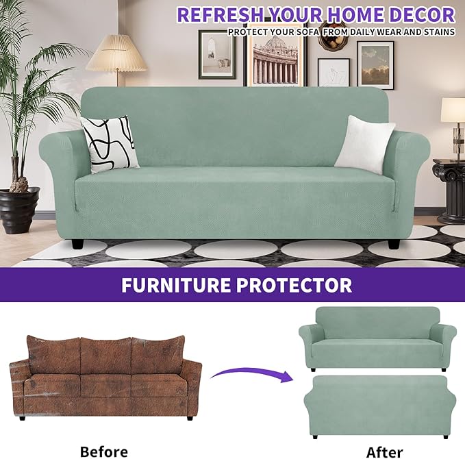 ZNSAYOTX Super Stretch Couch Cover, New Striped Sofa Covers Fitted Slipcovers - Image 2