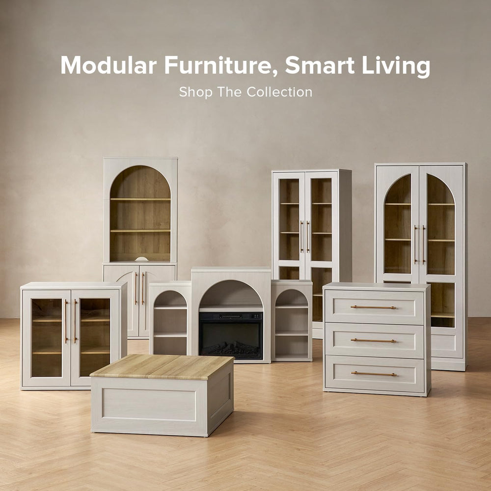 mopio Blake Tall Display Cabinet, Kitchen Buffet Pantry Cupboard, Trophy Disp...