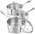 KOCH SYSTEME CS Triply Stainless Steel Saucepan Set, 1QT & 2QT & 3QT Stainless by KOCHSYSTEMECS