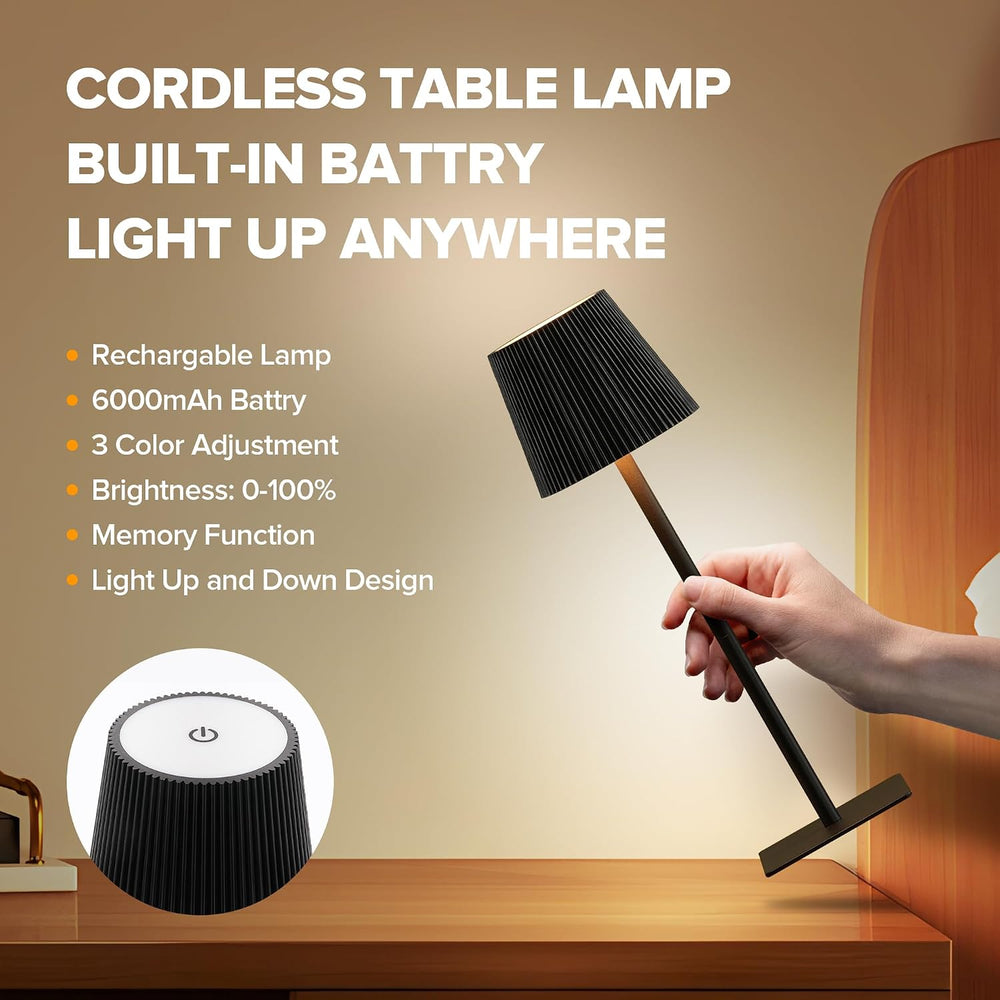 LUTEC 4 Pack Cordless Table Lamp,6000mAh Rechargeable Battery Operated Desk L...