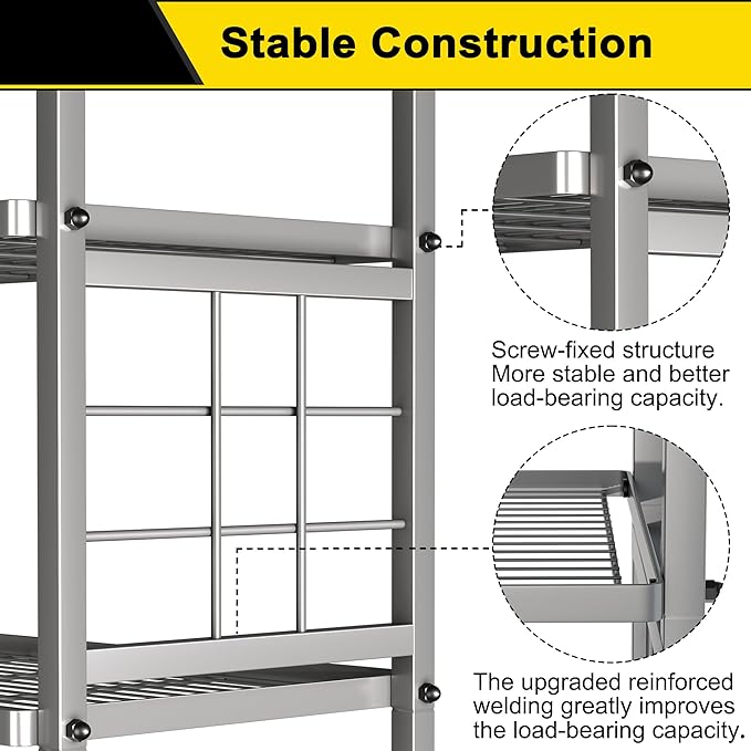 GIOTORENT 5-Wire Standing Storage Shelf, Metal Shelving Unit Pantry Rack - Image 6