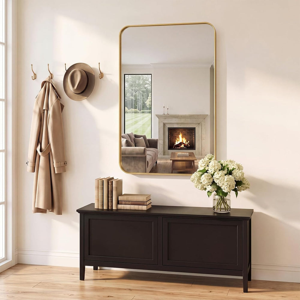 Sweetcrispy Bathroom Wall Mirror, 36x24 Inch Mirror for Over Sink, Gold