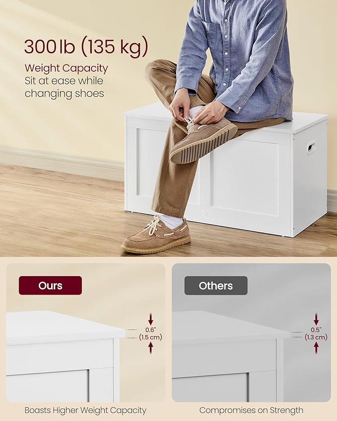 VASAGLE Storage Chest, Storage Trunk with 2 Safety Hinges, Storage Bench, Sho...