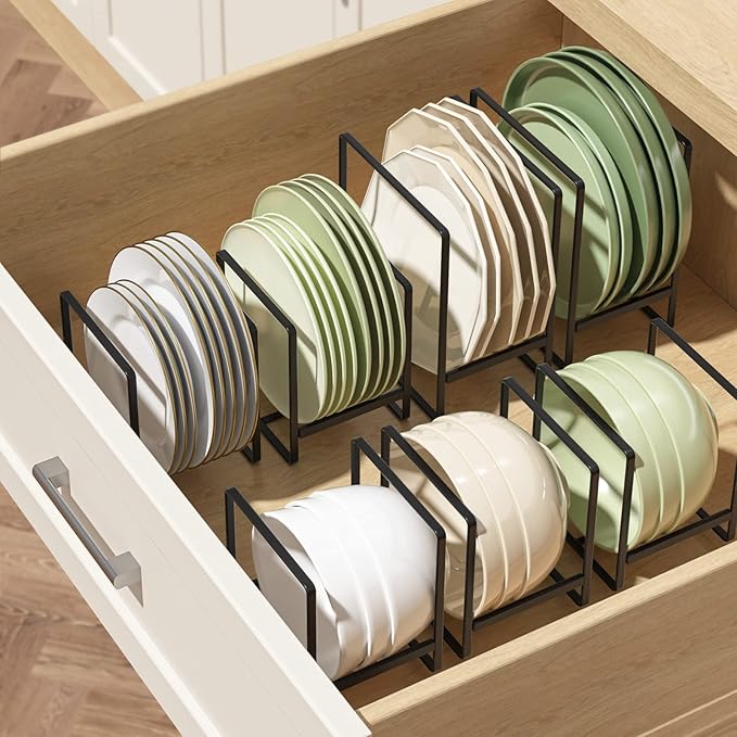 2 Large 2 Small Plate Organizers Holders Upright Cabinet Dish Drying Racks - Image 4