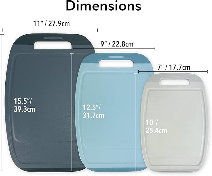 Neoflam Microban Antimicrobial Plastic Cutting Board 3 Sets, BPA Free, Non-Slip - Image 5