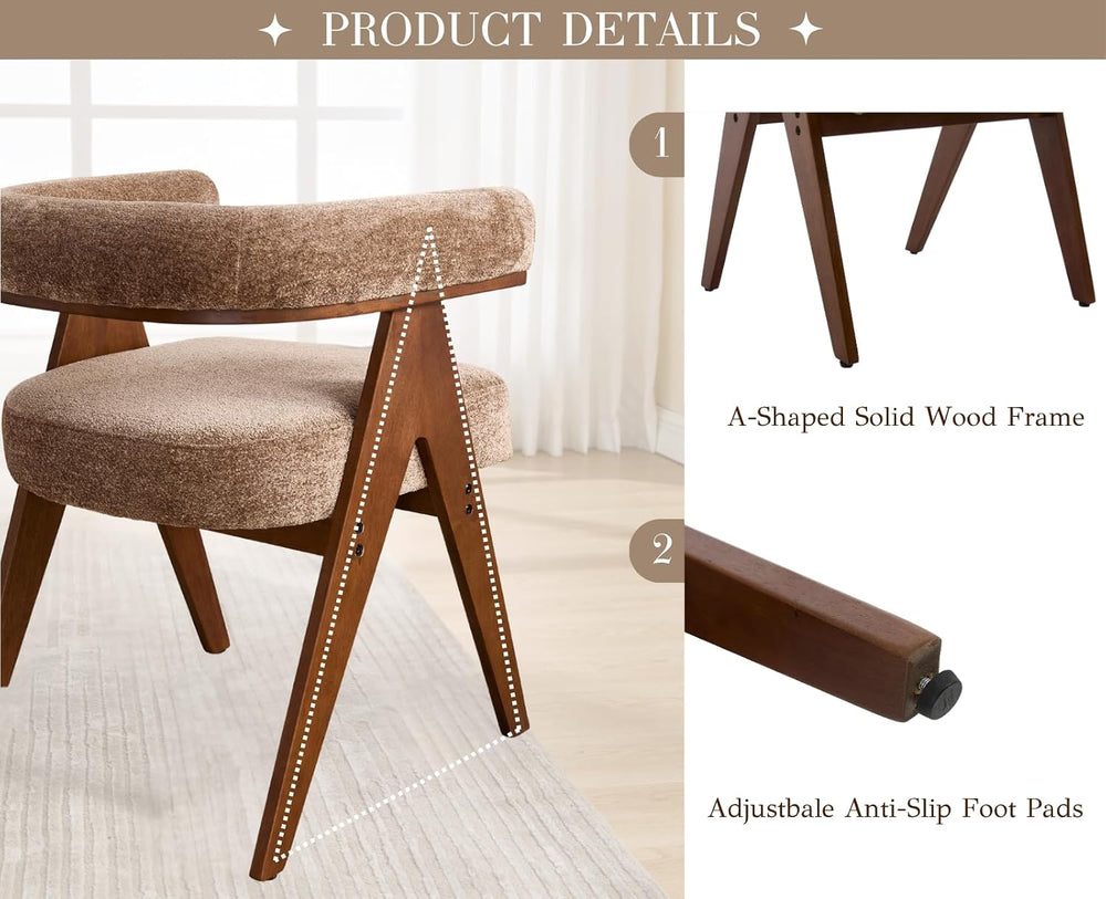 CIMOTA Barrel Wooden Dining Chairs with Arms Set of 2, Farmhouse Fabric Uphol...