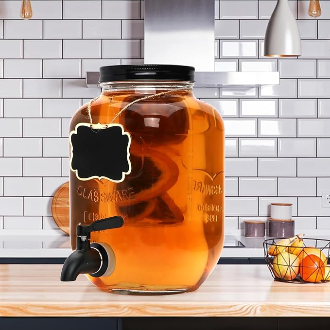 1-Gallon Drink Dispenser, Accguan Glass Water Dispenser