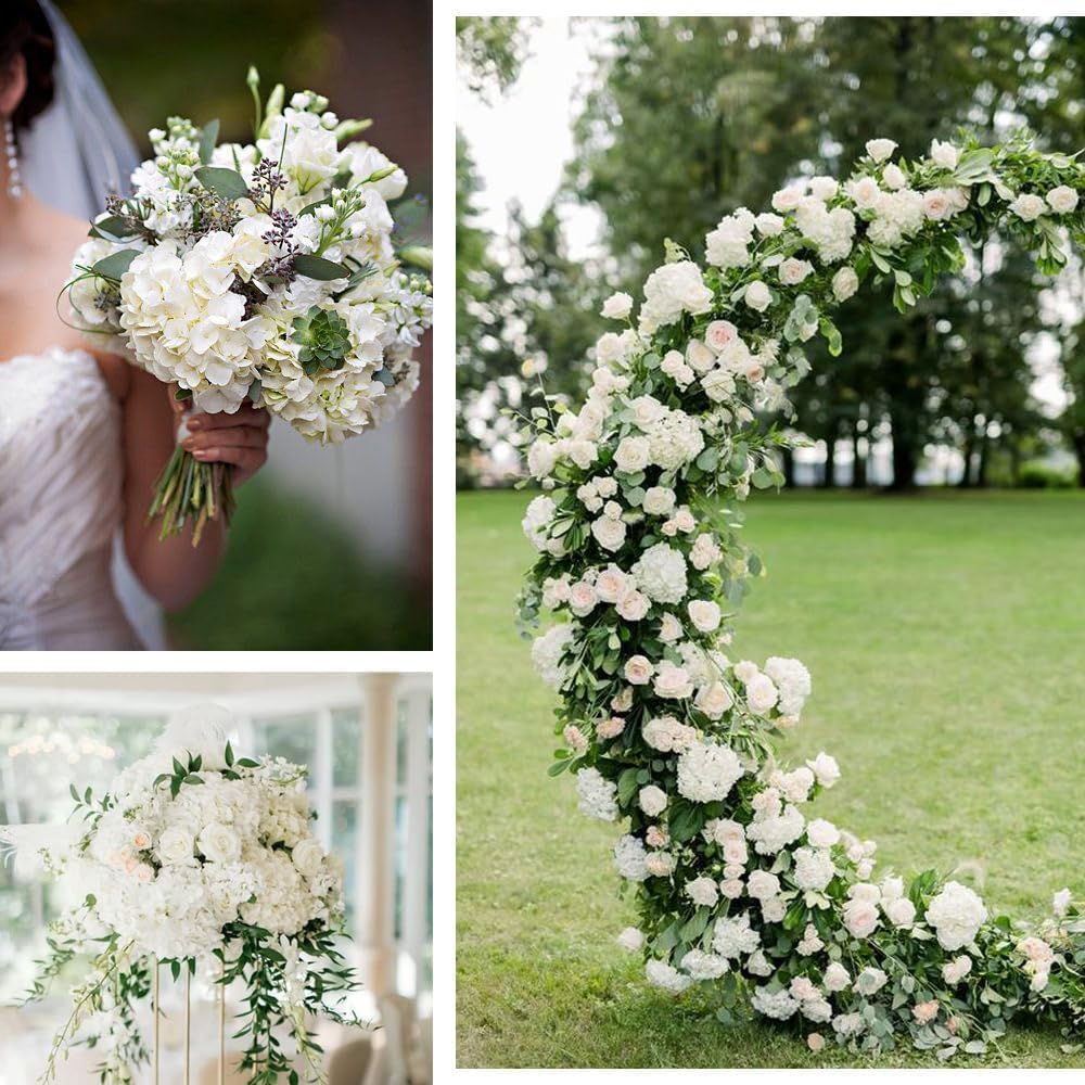 100 Pcs Faux White Hydrangea Artificial Flowers Bulk Fake Flowers