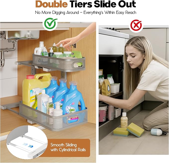 2 Pack 17.3IN-Depth Under Sink Organizer - Image 3