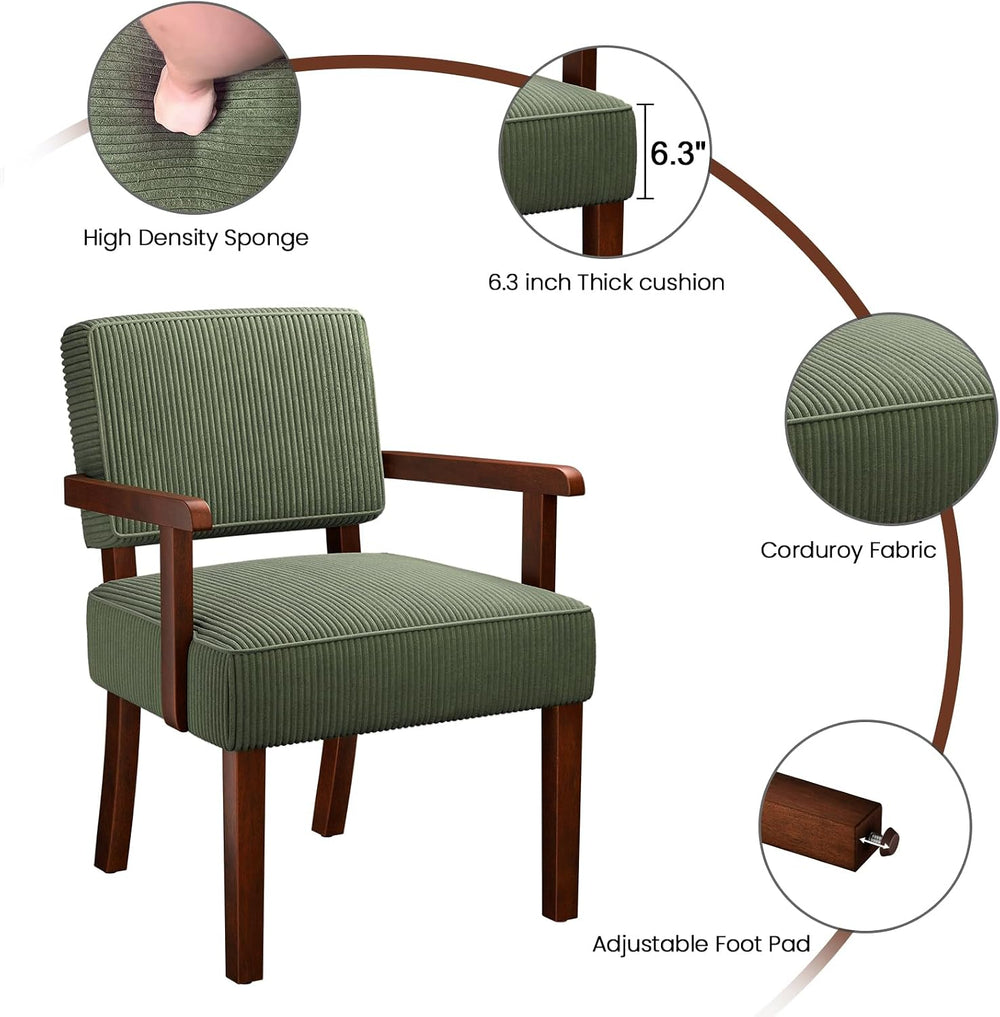 FAGAGA Corduroy Accent Chair, Armchair with Solid Wood Frame and Legs