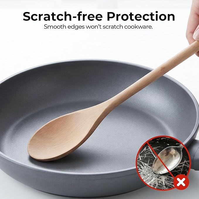 HANSGO 3PCS Wooden Spoons for Cooking, 14 Inch Long Handle Spoons for Deep Pots - Image 4