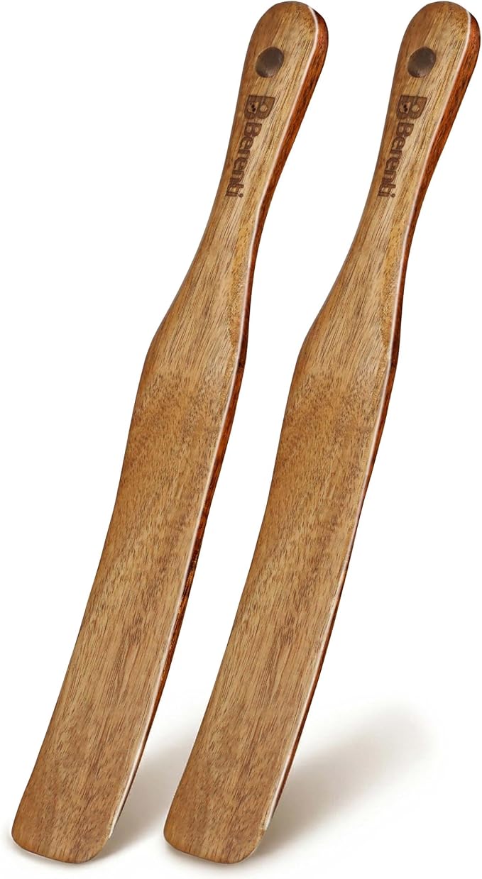 2Pcs Wooden Skinny Spurtle Set for Jars, Premium Natural Acacia Wood Tool for by Berenti