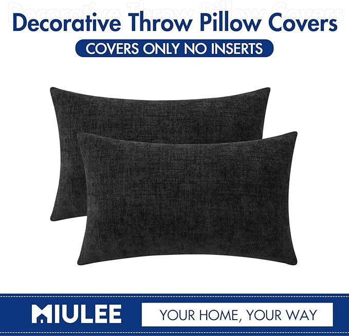 MIULEE Halloween Pack of 2 Couch Throw Pillow Covers 12x20 Inch Soft Black - Image 6