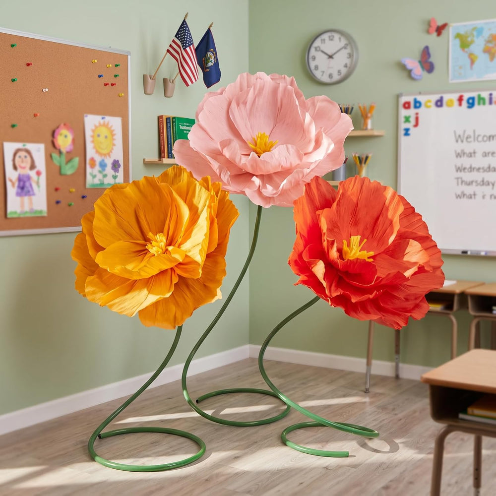 3 Pcs 5ft Giant Multicolor Poppy Flower Back to School Decor