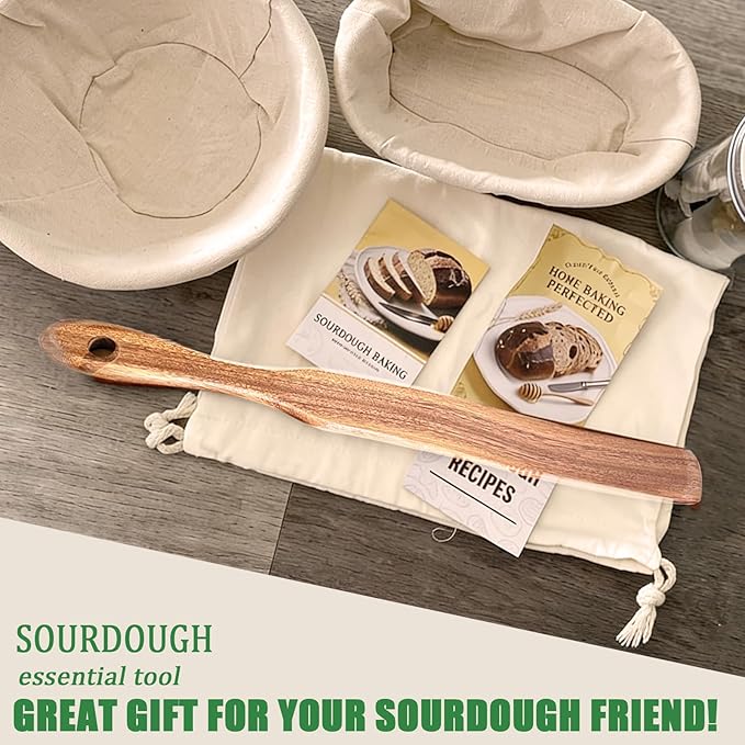 2pcs Wood Spurtle for Sourdough Starter, Reaching Bottom of Jar, Dough Whisk - Image 5