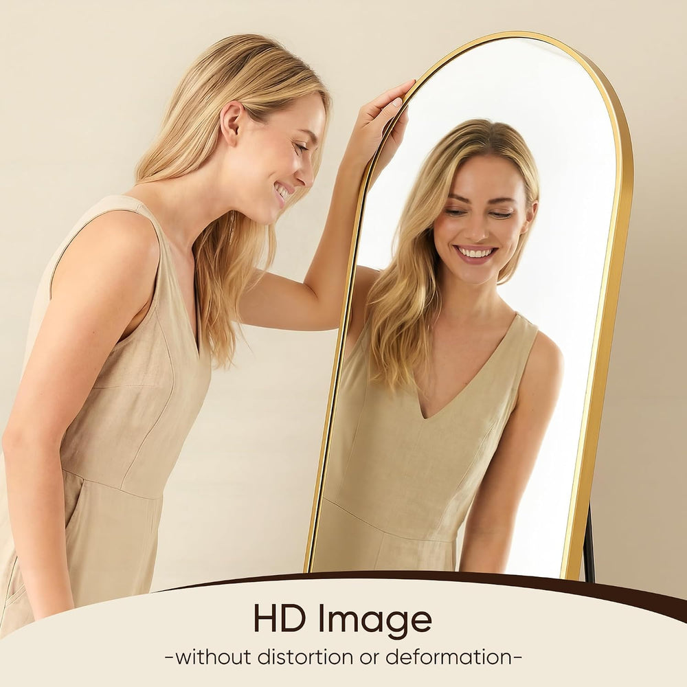 Antok 56" x14” Arched Full Length Mirror, Floor Mirror with Stand,Gold