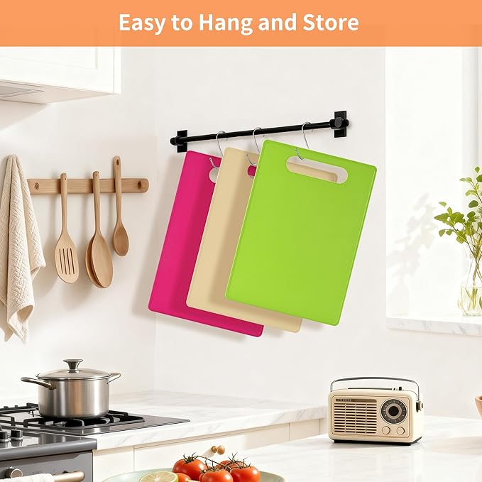 Luckyiren Plastic Cutting Board Set, 3 Pack Small Chopping Boards - Image 7