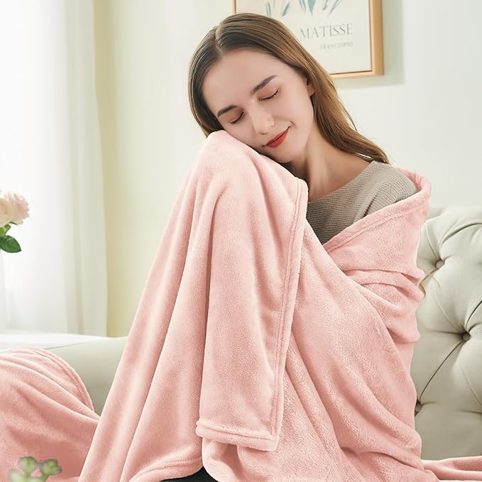 BEDELITE Fleece Blankets Queen Size Pink Morn Throw Blankets - Image 3