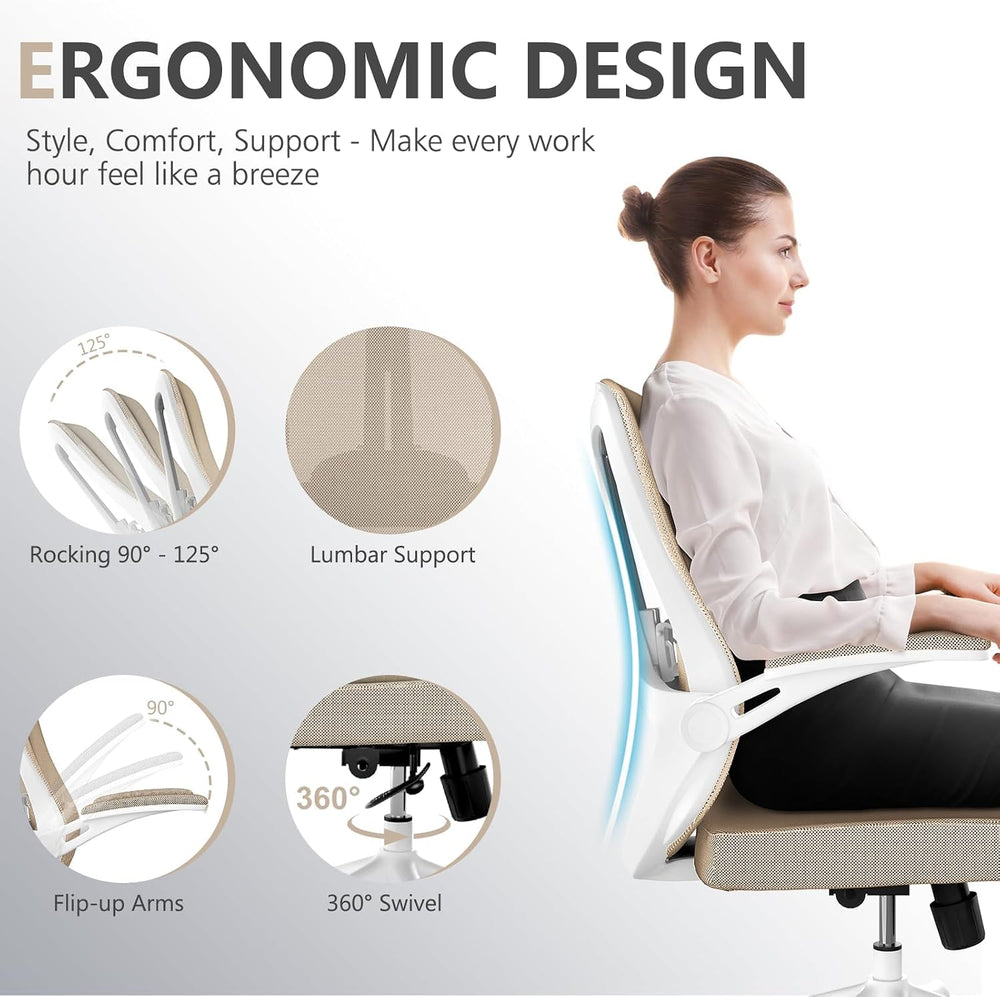 Ergonomic Office Chair with Lumbar Support, High Back Mesh Desk Chair with Fl...