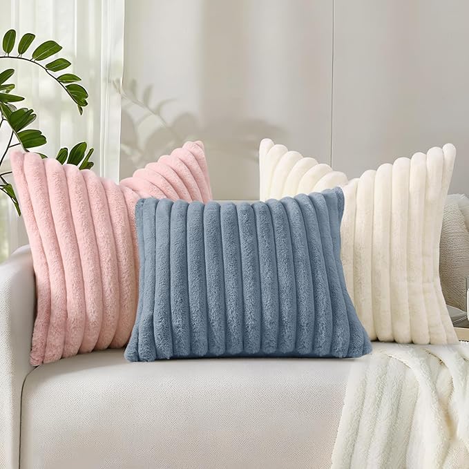 decorUhome Summer Cozy Faux Fur Throw Pillow Covers 20x20 Set of 2 Decorative - Image 9