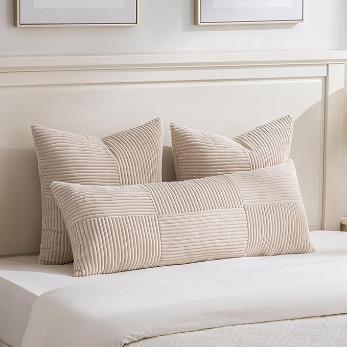 Fancy Homi 2 Packs Tan Euro Decorative Throw Pillow Covers 26x26 Inch - Image 5