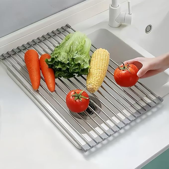 Roll Up Dish Drying Rack, 17.7" x 15.8" Over The Sink Dish Drying Rack - Image 3