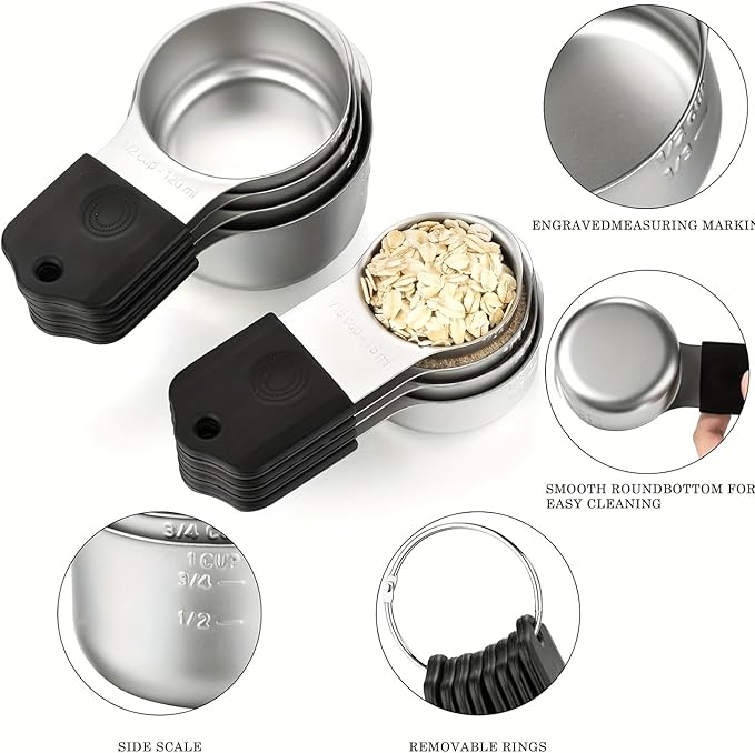 Magnetic Measuring Cups, Stainless Steel Kitchen Aid Cups Measuring set - Image 5