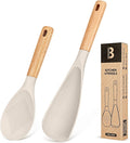 Cooking Spoon and Rice Scooper for Nonstick Cookwares, Wood Handle Spoon for by BADIANO