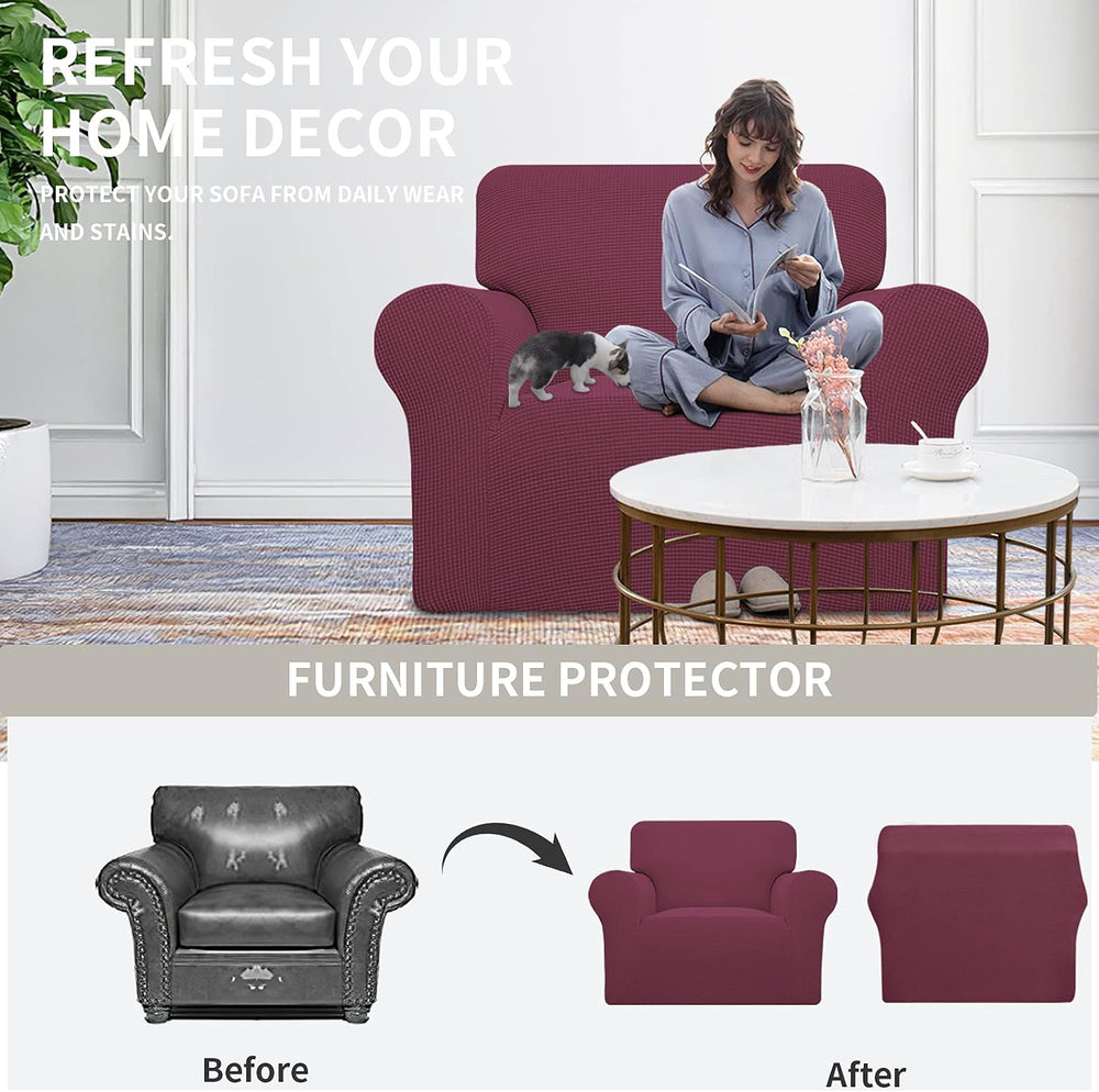 Easy-Going Stretch Oversized Chair Slipcover with Arm Washable ASH Rose