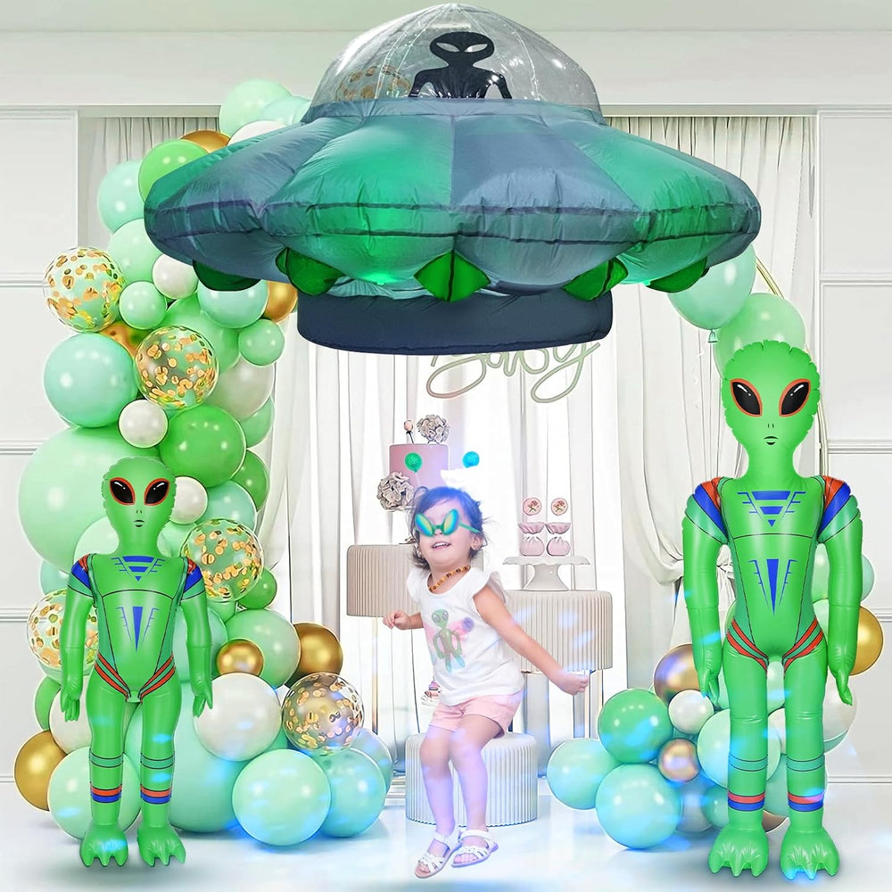 Alien Party Decorations 4.2FT Hanging Alien UFO Cow Abduction Inflatable with...