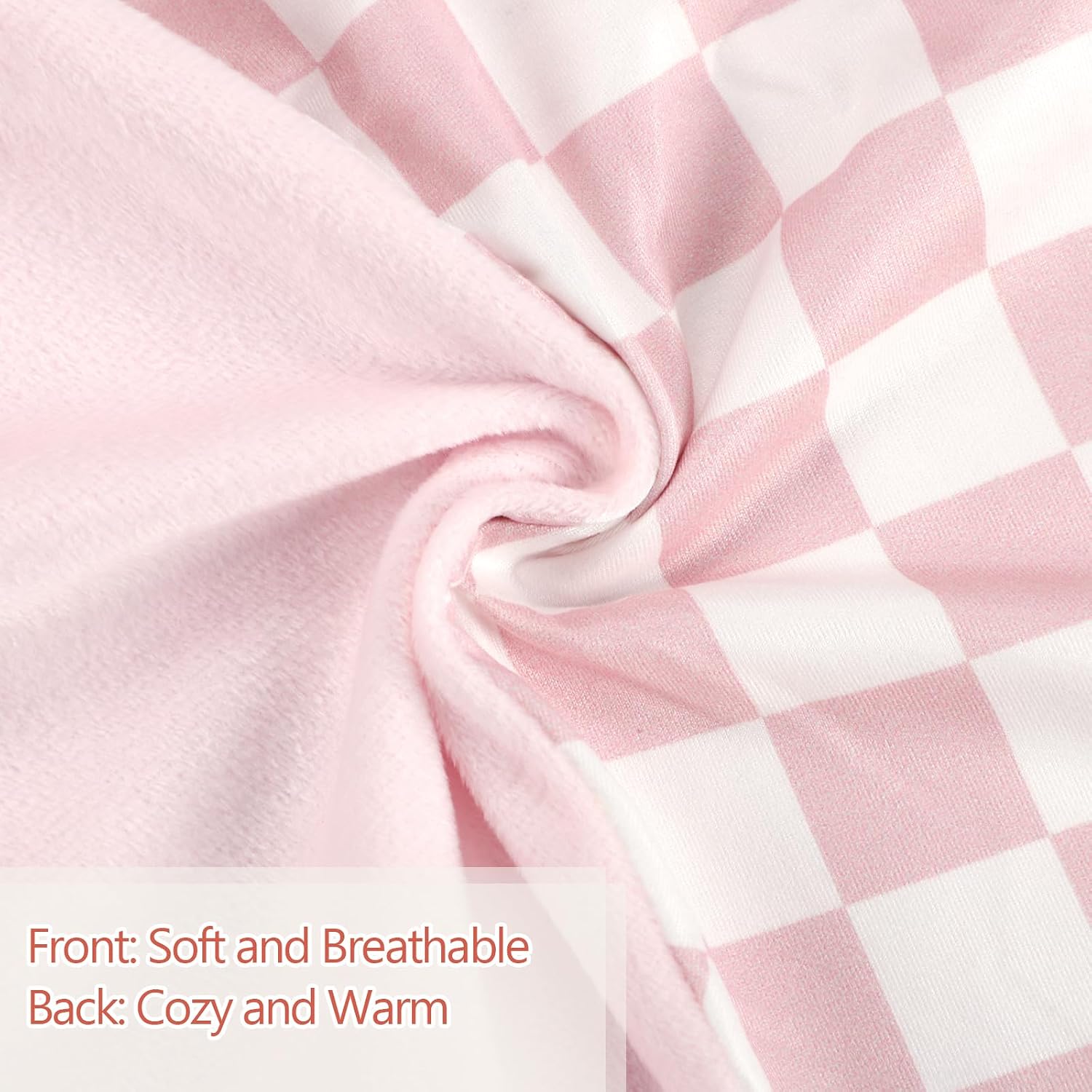 Nursing Pillow Cover 1 Pack, DAYEEBALL Double-Sided Removable Nursing Cover for Baby Girls Boys Newborn, Stretchy and Soft Reversible Slipcover for Breastfeeding Pillow, Pink Checkerboard (Only Cover)