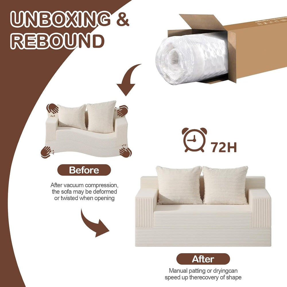 Boneless Loveseat Couch Folding Sofa Bed, Foldable Floor Futon Sleeper Couch ...
