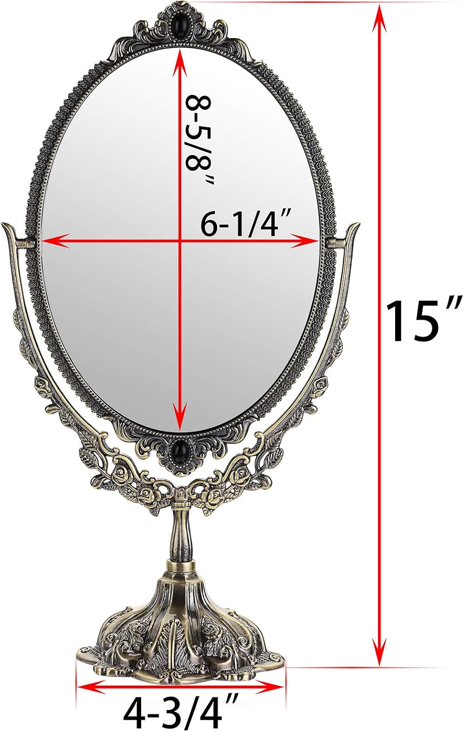 juxyes metal tabletop antique decorative makeup mirror with shown in use