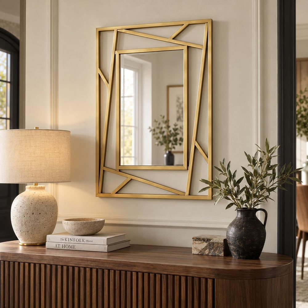 Brushed Gold Bathroom Mirror, 19.7''X27.6'' Rectangular Wall ...