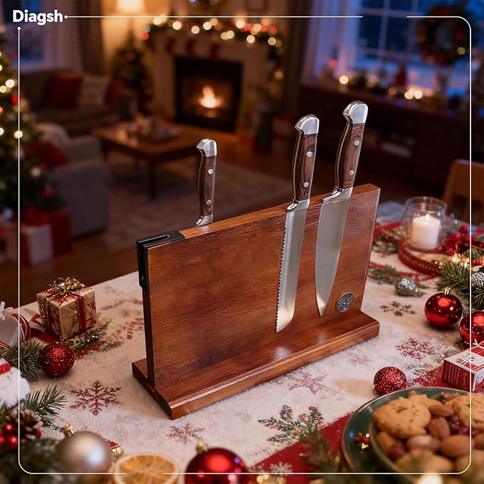 Knife Set with Block, Magnetic Knife Block Set with Knives