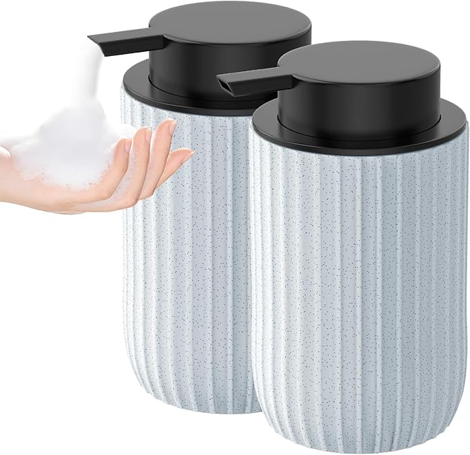 Ceramic Foaming Hand Soap Dispenser 2Pack，12 oz Bathroom Soap Dispensers， by POSOSTO