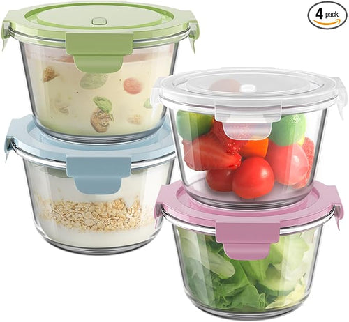 16oz Glass Meal Prep Containers, Airtight 2 Cup Glass Storage Containers by Freshmage
