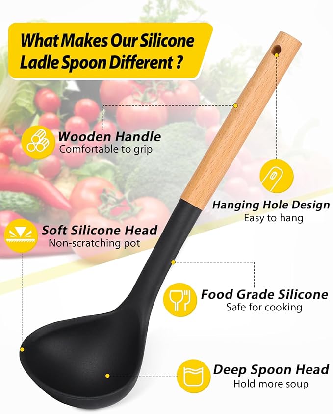 Pack of 2 Soup Ladle, Silicone Ladle Spoon - Image 2